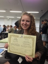 Katherine with her Certificate