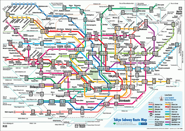 A map of Tokyo's expansive metro system.
